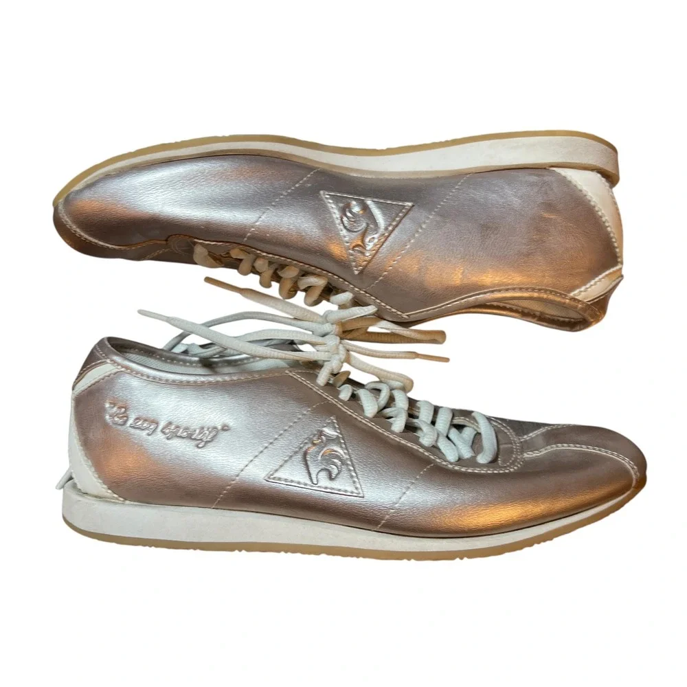 Le Coq Sportif Rose Gold Metallic Leather Sneakers‎ Women's Size 8.5